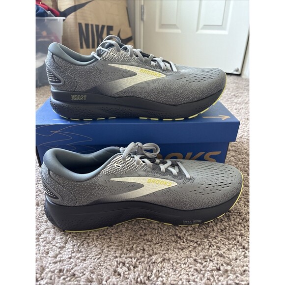 Brooks Ghost 16 Primer Grey Lime 110418040 Men’s Size12 Wide 2E EE Sneaker New main image 6